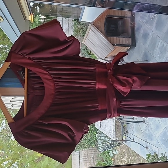 Bcbg Max and Cleo puffy sleeves large bow tie midi dress y2k - Picture 2 of 11